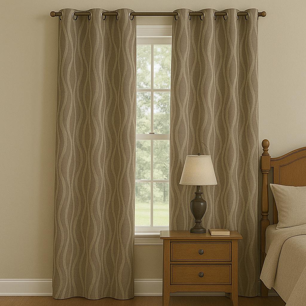 MORRIS WAVY DESIGN READY LIGHT GOLD  MADE CURTAIN