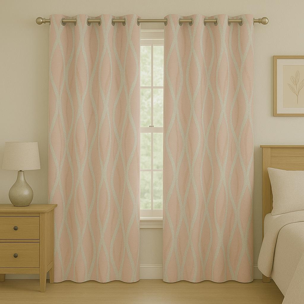 MORRIS WAVY DESIGN READY LIGHT GOLD  MADE CURTAIN