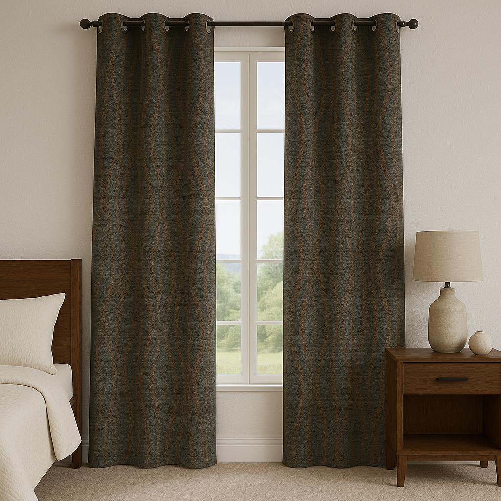 MORRIS WAVY DESIGN READY LIGHT GOLD  MADE CURTAIN
