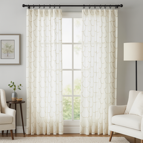 ELEGANT 32529 Embroidery Sheer  Curtain Fabric