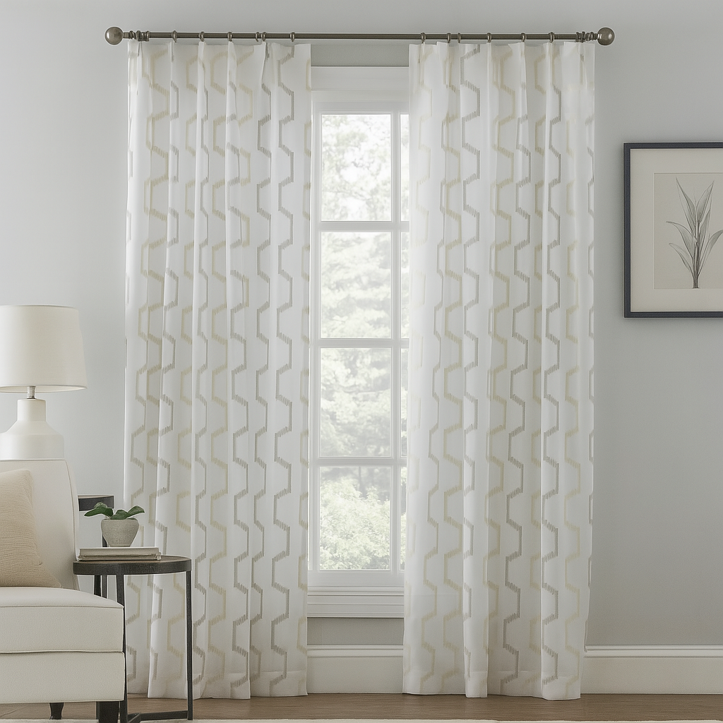 ELEGANT 32524 Embroidery Sheer  Curtain Fabric