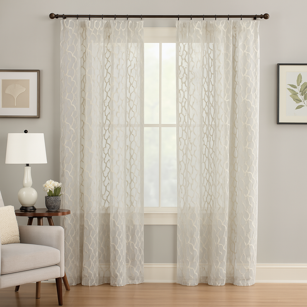 ELEGANT 32522 Embroidery Sheer  Curtain Fabric