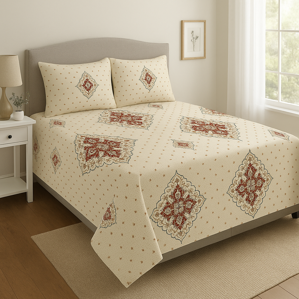STELLAR BEDSHEET  PRINETED DOUBLE BEDSHEET  SET SUPER SOFT COTTON