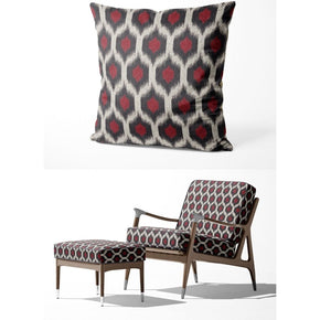 IKAT-II  GEOMETRIC RED BLUE WHITE UPHOLSTERY AND CUSHION COVER FABRICS