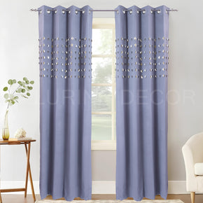 Hand made reflective embellishments eyelet curtain for living room & bedroom