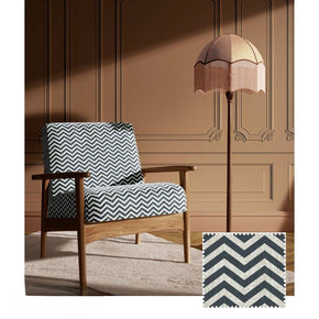 THE WHITE UPHOLSTERY ZIGZAG POLYESTER LINEN   FABRIC
