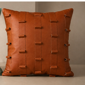 Modern Strap Cushion Cover 16x16 Inch – BROWN JV107B