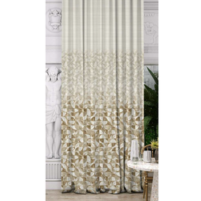 Milo Panel curtain  Geometric Fan Printed Polyester Curtain PANEL– Modern Neutral Ombre Design