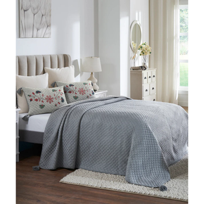 Floraison King Size Bed Cover with Embroidered Pillow Cover ( Set of 3 Pcs)