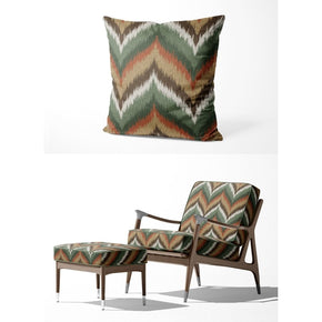 IKAT-II  ZIGZAG RED GREEN UPHOLSTERY AND CUSHION COVER FABRICS