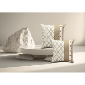 Texured Cotton Cushion Cover With Wooden Button Conceal Zip GEOEMTRIC C