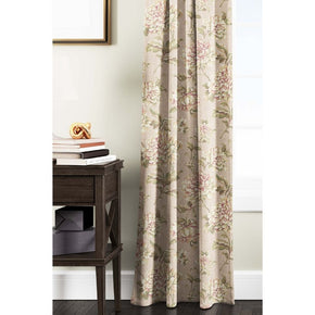 ENGLISH COTTAGE LIGHT RED FLOWER PRINT CURTAINS FABRICS