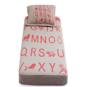 Alphabet Cot Sheet & Pillow Set for Babies Vanilla Grey Mel and Neon