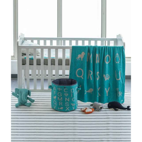 Alphabet Cot Sheet & Pillow Set for Babies Tiffany Blue & Vanilla
