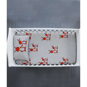 Mumma And Baby Bunny Cot Sheet & Pillow Set For Babies Light Grey Melange & Bright