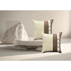 Texured Cotton Cushion Cover With Wooden Button Conceal Zip GEOEMTRIC D