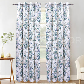ELEGANT  FLORAL PRINTED  GREEN AND BLUE CURTAIN FOR BEDROOM & LIVING ROOM