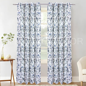 ELEGANT PRINTED WHITE AND BLUE BIRD CURTAIN FOR BEDROOM LIVINGROOM