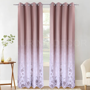 BRUSH & PAINT OMBRE FLOWER CAMEL EYELET CURTAIN FOR LIVING ROOM