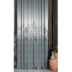 Milo Botanical Lattice Printed Polyester Curtain Fabric – Slate Blue Ombre Desig