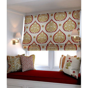 JAIPUR PRINTED  RED BORDER LEAF BLINDS FABRICS