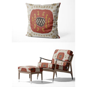 IKAT-II  GEOMETRIC RED WHITE UPHOLSTERY AND CUSHION COVER  FABRICS