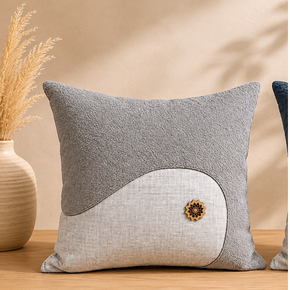 Modern Wave Cushion Cover 16x16 Inch – Grey & Natural Ivory  JV115B