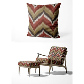 IKAT-II  ZIGZAG BROWN RED UPHOLSTERY AND CUSHION COVER FABRICS