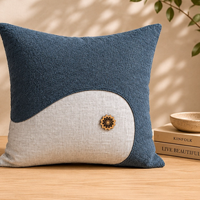 Modern Wave Cushion Cover 16x16 Inch – Grey & Natural Ivory  JV115A