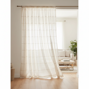 Stripe in Motion Venka Stripe Bon Sheer Fabric – 100% Polyester Sheer Curtain Material | 137 cm Width | Premium Lightweight Drapery Fabric sr no 02