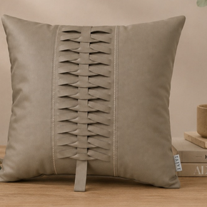 Modern Weave Cushion Cover-JV101A  – Premium Faux Leather Decorative Cushion Cover 16x16 Inch