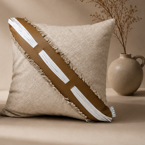 Monochrome Statement Cushion Cover 16x16 Inch – Mist Grey with Black & Ivory JV117B
