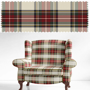 MulBerry Polyester Big Check Red white upholstery  Febric VT - 319