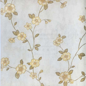 HOME DECOR GOLD FLOWER BASE WHITE MONACO WALLPAPERS