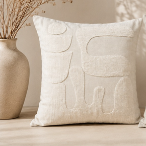 Silent Forms Cushion Cover 16x16 Inch – Ivory / Off-White JV118A
