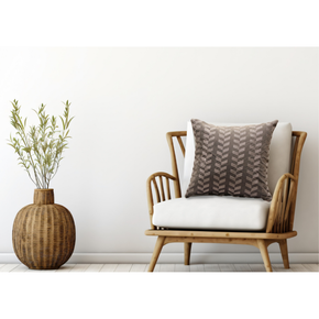 Embroidered Cushion Cover  Conceal Zip GRAY HERRINGBONE A