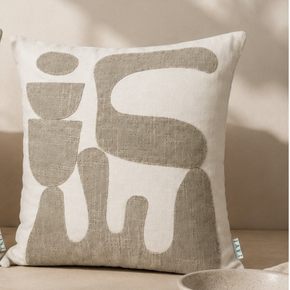 Silent Forms Cushion Cover 16x16 Inch – Ivory / Off-White JV118B