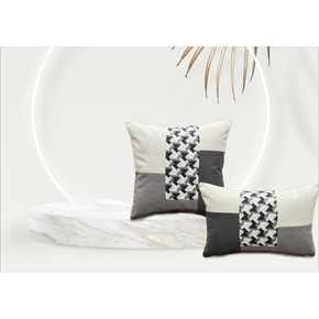 Suede Patch Work Cushion Cover Conceal Zip GRAY