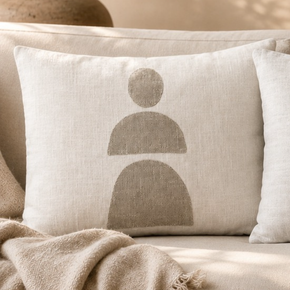 Modern Atelier Cushion Cover 12x18 Inch – Light Ivory Base & Grey JV119B