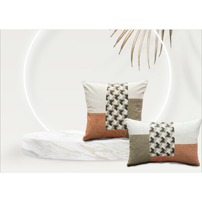 Suede Patch Work Cushion Cover Conceal Zip BROWN