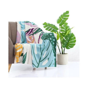 Floral Knitted AC Throw Blanket Multi Color