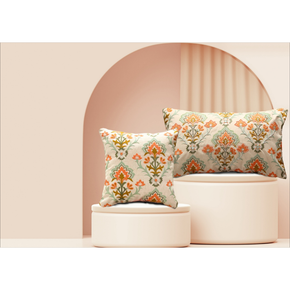 Hand Embroidered Cushion Cover Conceal Zip  orange