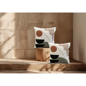 Printed Cushion Cover Conceal Zip CIRCLE CUT BROWN