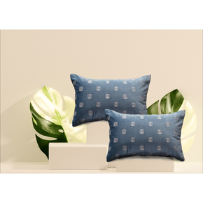 Sequence Embroidered Cushion Cover Conceal Zip blue golden