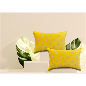 Sequence Embroidered Cushion Cover Conceal Zip yellow golden