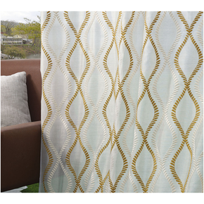 MORRIS POLYESTER EMBROIDERY COTTON WAVES SHEER CURTAIN FABRICS