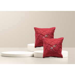 Hand Embroidered Cushion Cover Flap Zip  RED