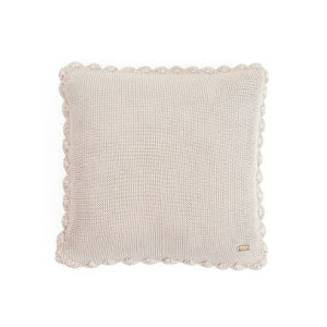 Transfer Knit with Hand Crochet Border Cotton Knitted Decorative Cushion Cover