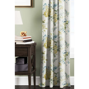ENGLISH COTTAGE PRINT WHITE BASE YELLOW FLOWER CURTAINS FABRICS