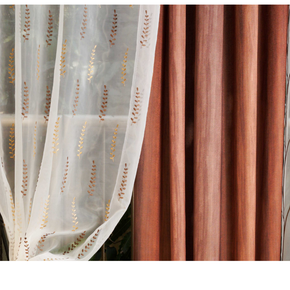 EMBROIDERY MAJESTIC LEAF BUTTA POLYESTER  SHEER CURTAIN  FABRICS A